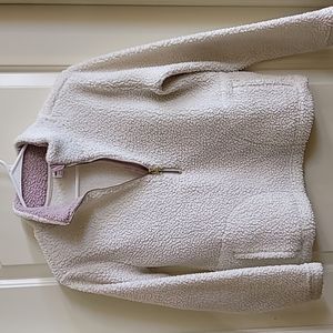 Old Navy girls white with pink fleece size XL (14) super cute